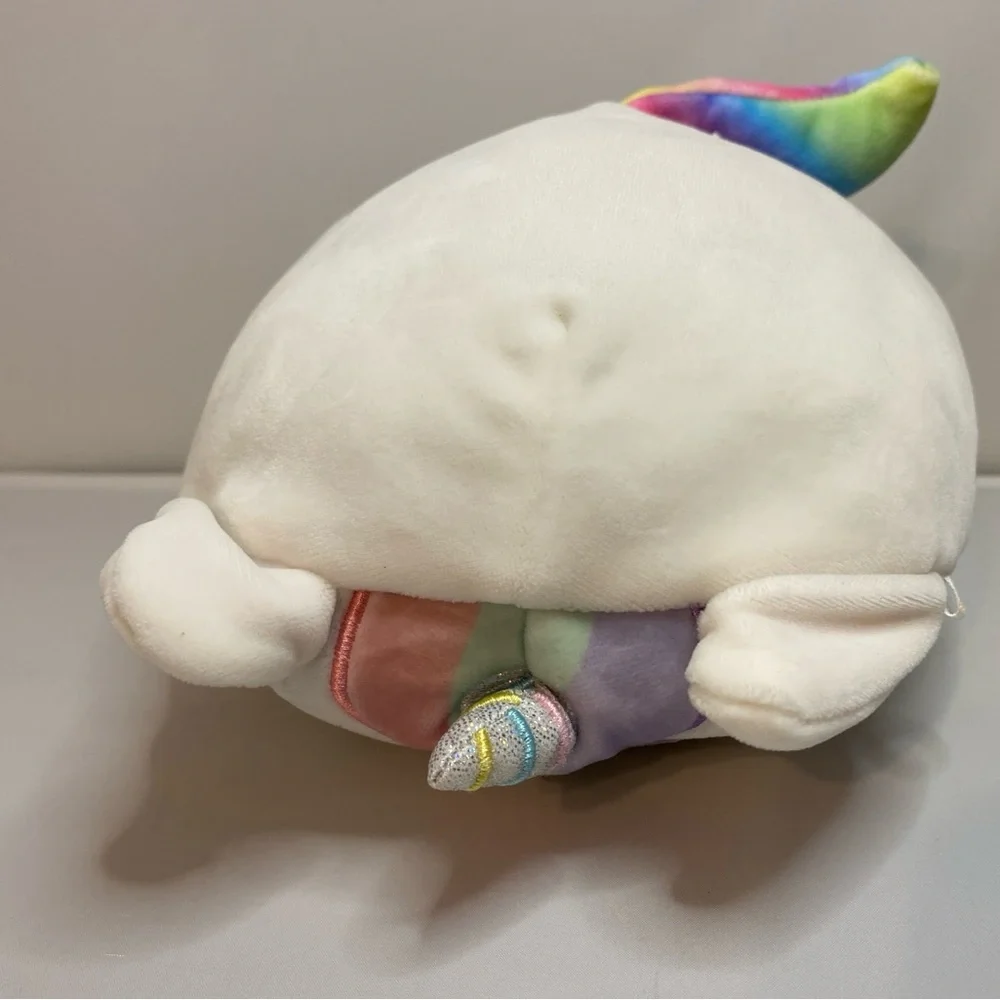 GOOD Squishmallows Luxe The White Cati-Corn wIth Rainbow Tail 7.5INCH